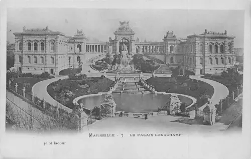 A182 Frankreich Marseille Le Palais Longchamp Palace Mondschein Postkarte