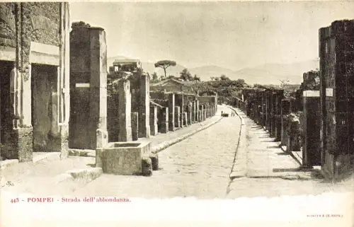 A013 Italien Pompeji Strada dell'abbondanza Straße Fülle Ruinen Vintage Postkarte