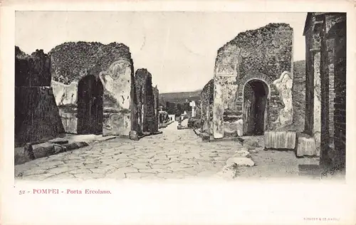 A013 Italien Pompeji Porta Ercolano Tor Ruine Vintage Postkarte