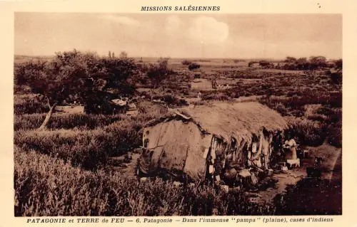 Argentinien Terre de Feu Patagonien Pampa Hütte Indianer Ureinwohner Ethno Postkarte B836