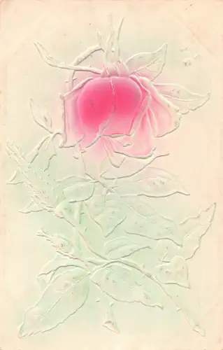 Blumen 1905 Rosenknospen Airbrush Mandoline geprägt Postkarte B832