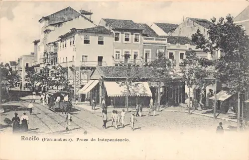 Brasilien Recife Pernambuco Praca de Independencio Straßenbahn Vintage Postkarte B836