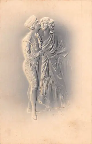Liebesromantik Kenner Paar spanischer Stil Airbrush geprägte Postkarte B832