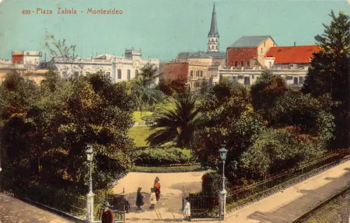 Uruguay Plaza Zabala Montevideo Vintage Postkarte B838