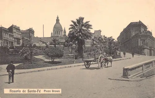 Argentinien Rosario de Santa Fe Plaza Braun Vintage Postkarte B838