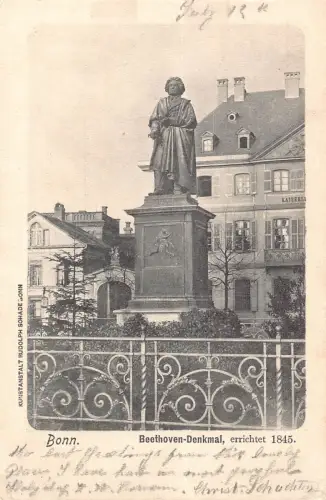 L014 Deutschland 1904 Bonn Beethoven Denkmal Statue Vintage Postkarte