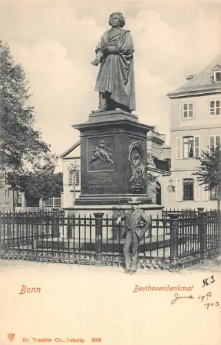 L014 Deutschland Bonn Beethoven Denkmal Statue Vintage Postkarte