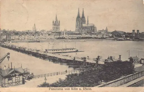 L012 Deutschland 1906 Panorama von Köln Rhein Köln Boote Vintage Postkarte