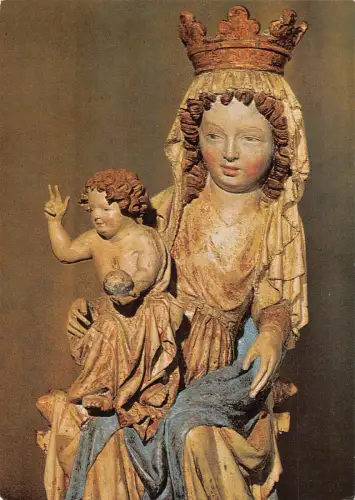Kunst Religiöse Schöne Madonna aus Böhmen Statue Vintage Postkarte B842
