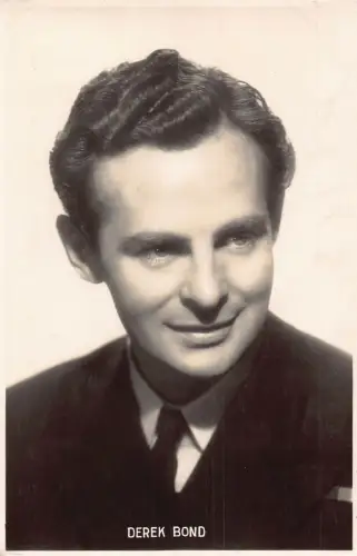 Filmstar britischer Schauspieler Derek Bond Portrait RPPC Postkarte B834