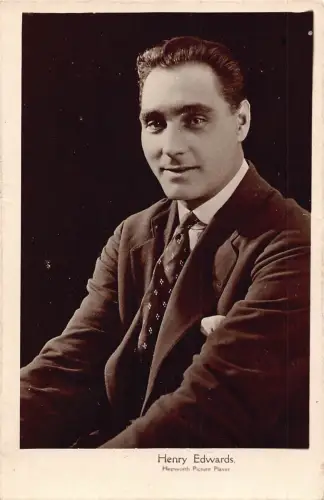 Filmstar britischer Schauspieler Henry Edwards Portrait RPPC Postkarte B834