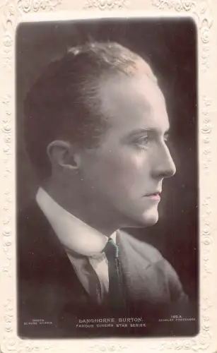Filmstar Langhorne Burton britischer Filmschauspieler Portrait RPPC Postkarte B834