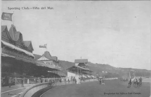 Chile Sporting Club Vina del Mare Flaggen Hippodrom Vintage Postkarte B836