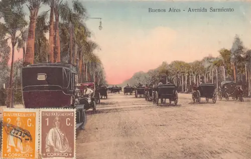 Argentinien 1919 Buenos Aires Avenida Sarmiento Kutschen Vintage Postkarte B838