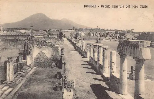 A015 Italien Pompeji Gesamtansicht Zivilforum Vintage Postkarte