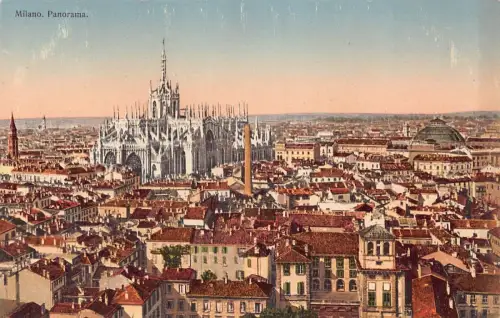 A014 Italien Mailand Panoramablick Dom Vintage Postkarte