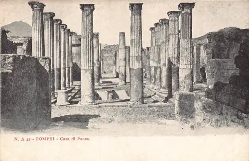 A013 Italien Pompeji Casa di Pansa Haus Säulen Ruinen Vintage Postkarte