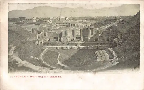A012 Italien Pompeji Teatro tragico e Panorama Vintage Postkarte