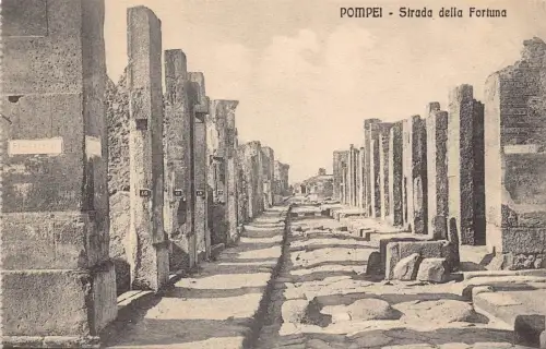 A012 Italien Pompeji Strada della Fortuna Vintage Postkarte
