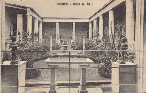 A015 Italien Pompeji Casa dei Vettii Innenraum Garten Vintage Postkarte