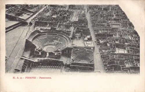 A013 Italien Pompeji Panoramablick Ruinen Vintage Postkarte