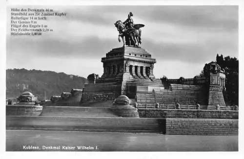 B090 Deutschland Koblenz Denkmal Kaiser Wilhelm I Denkmal RPPC Vintage Postkarte