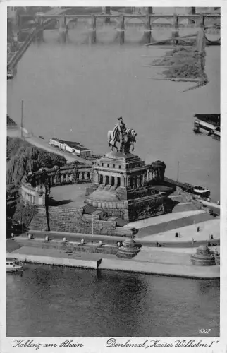 L349 Deutschland 1939 Koblenz am Rhein Denkmal Kaiser Wilhelm I Vintage Postkarte
