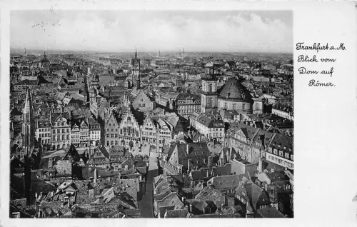 L345 Deutschland 1934 Frankfurt a Main Ansicht vom Dom Roemer Vintage Postkarten