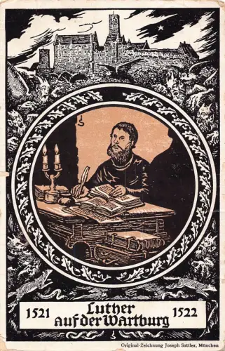 L407 Deutschland 1921 Luther aud der Wartburg Neues Testament Übersetzung Postkarte