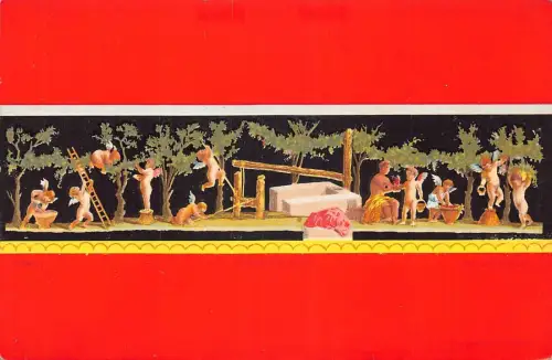 A014 Italien Pompeji Haus Vettii Vendemmiatori Fresko Vintage Postkarte