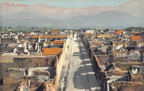 A014 Italien Pompeji Panoramablick Vintage Postkarte