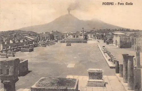 A012 Italien Pompeji Foro Civile Forum Berg Vesuv Vintage Postkarte