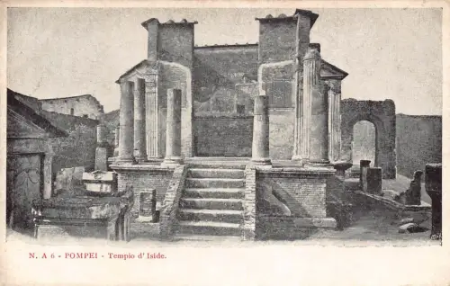 A013 Italien Pompeji Tempio d'Iside Tempel Ruinen Vintage Postkarte