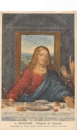 A011 Italien Detail des Gemäldes Leonardo Da Vinci Das letzte Abendmahl Mailand Postkarte