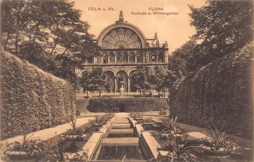 L204 Deutschland Koeln a Rh Flora Kaskade u Wintergarten Garten Vintage Postkarte