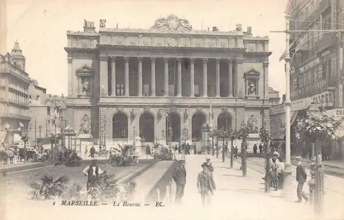 A009 Frankreich Marseille La Bourse Cafe Vintage Postkarte