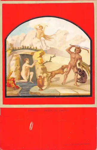 A010 Italien Pompeji Fresko Diana al Bagno Vintage Postkarte