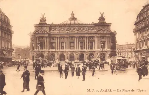 A183 Frankreich 1913 Paris La Place de l'Opera Straßenbahn Produkte Vintage Postkarte