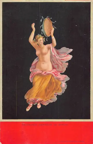 A010 Italien Tänzerin Fresko in Pompeji Bacchante Danseuse Frau Vintage Postkarte