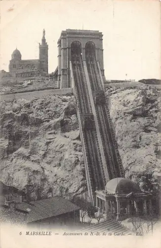 A009 Frankreich Marseille Ascenseurs de ND Garde Standseilbahn Vintage Postkarte