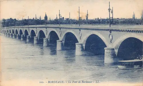 C018 Frankreich, Bordeaux Le pont de Bordeaux Vintage Postkarte