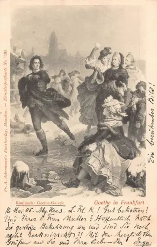 L351 Deutschland 1905 Kaulbach Goethe Galerie Goethe in Frankfurt Gemälde Postkarte