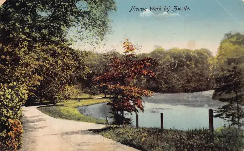 A184 Niederlande Nieuwe Werk bei Zwolle Waldsee Vintage Postkarte