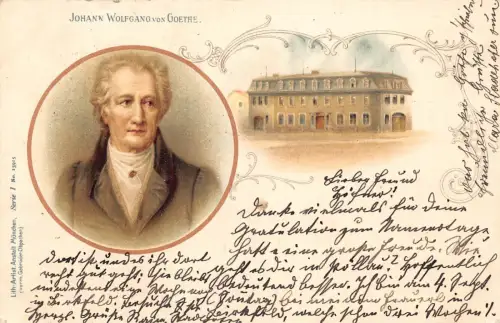 L414 Johann Wolfgang von Goethe 1898 Deutscher Universalgelehrter Schriftsteller Litho Postkarte
