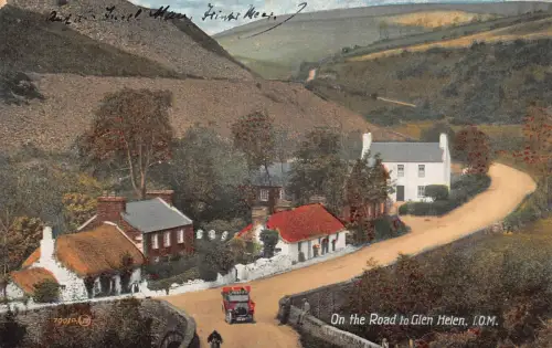 A184 Island of Man On the Road to Glen Helen Auto Oldtimer Postkarte