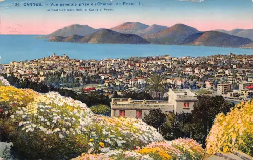 C019 Frankreich, Cannes Gesamtansicht vom Schloss von Pezou Vintage Postkarte