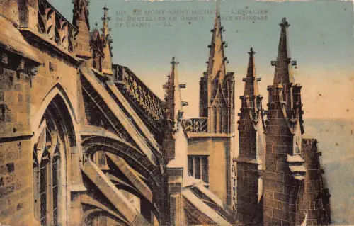 C019 Frankreich, Le Mont Saint Michel L Escalier de Dentelles en granit Postkarte