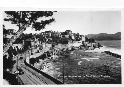 A184 Frankreich Marseille La Corniche Le Prophete Auto Straßenbahn Oldtimer Postkarte