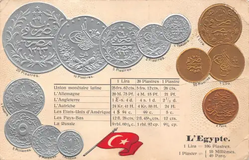 B078 Türkei Münzen Flagge Prägung Prägung Vintage Postkarte