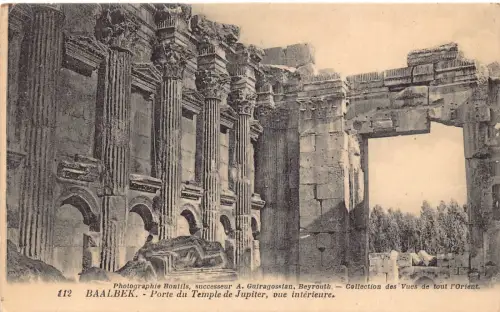 B661 Libanon Baalbek Porte du Temple de Jupiter vue interieure Vintage Postkarte